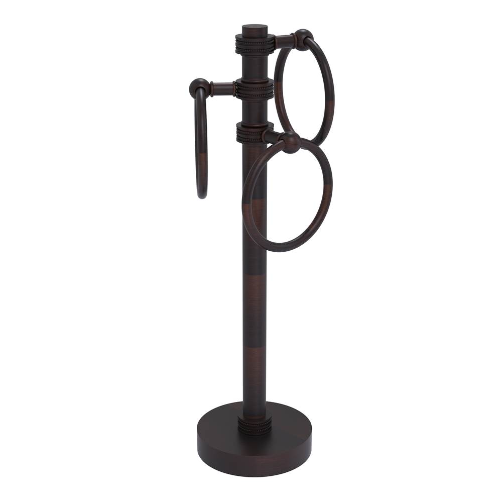 Allied Brass Vanity Top 3 Towel Ring Guest Towel Holder with Dotted Accents