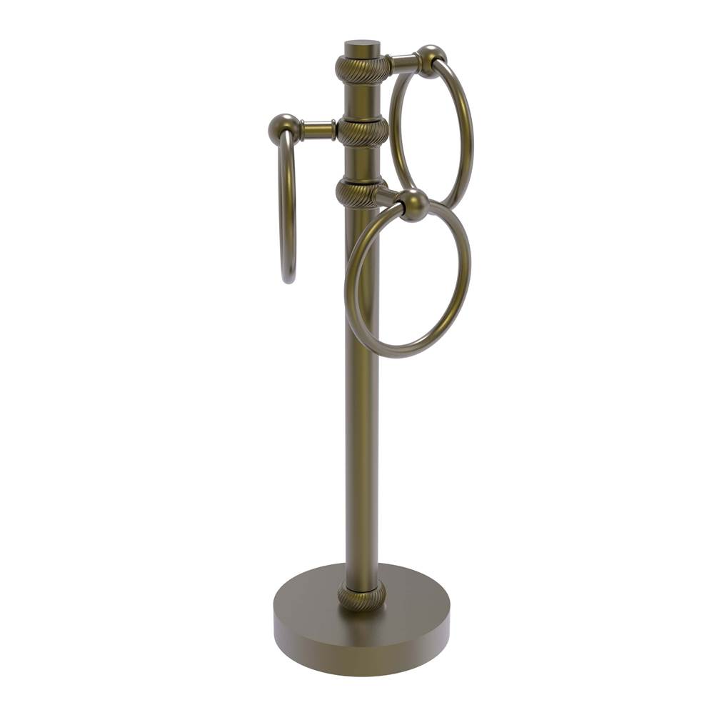 Allied Brass Vanity Top 3 Towel Ring Guest Towel Holder with Twisted Accents