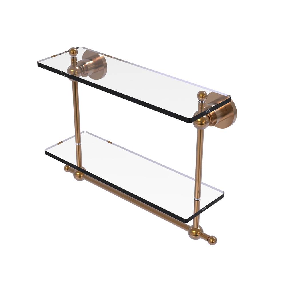 Allied Brass Astor Place Collection 16 Inch Two Tiered Glass Shelf with Integrated Towel Bar