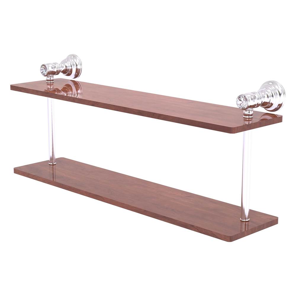 Allied Brass Carolina Crystal Collection 22 Inch Two Tiered Wood Shelf - Satin Chrome