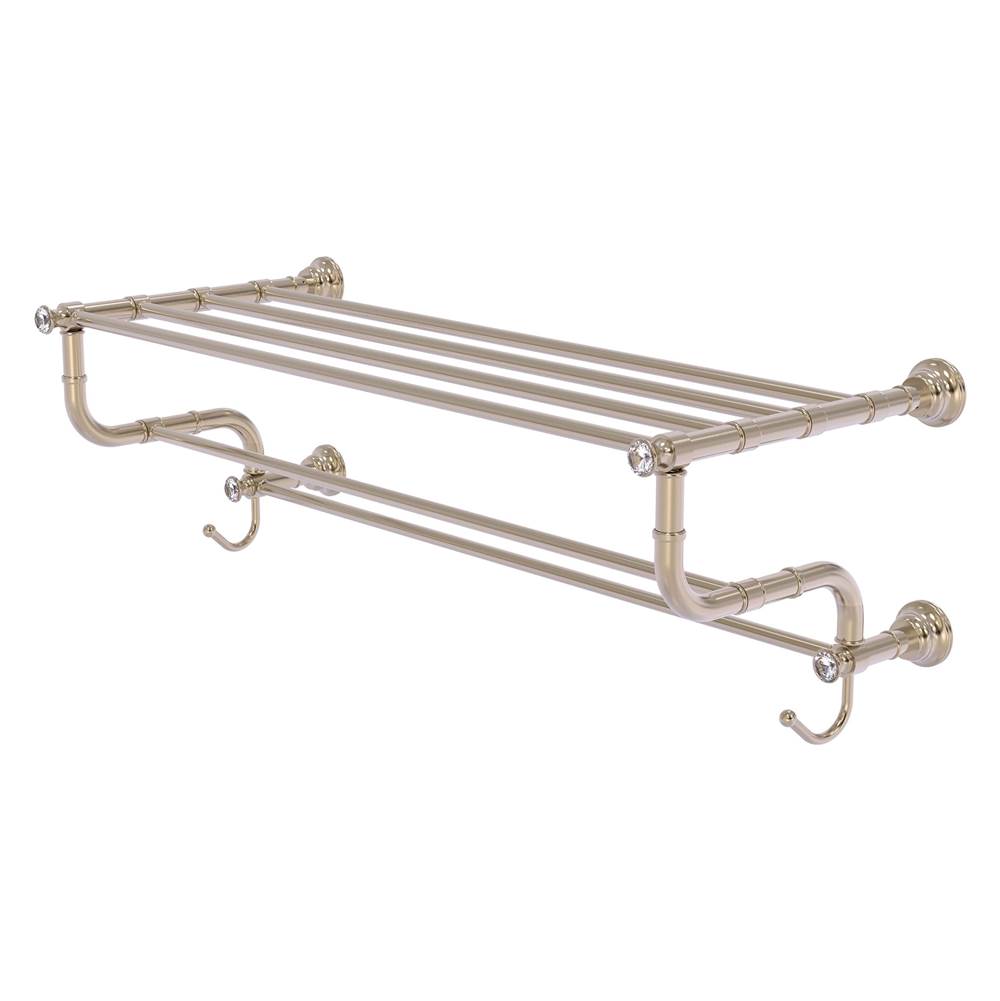 Allied Brass Carolina Crystal Collection 30 Inch Towel Shelf with Double Towel Bar - Antique Pewter