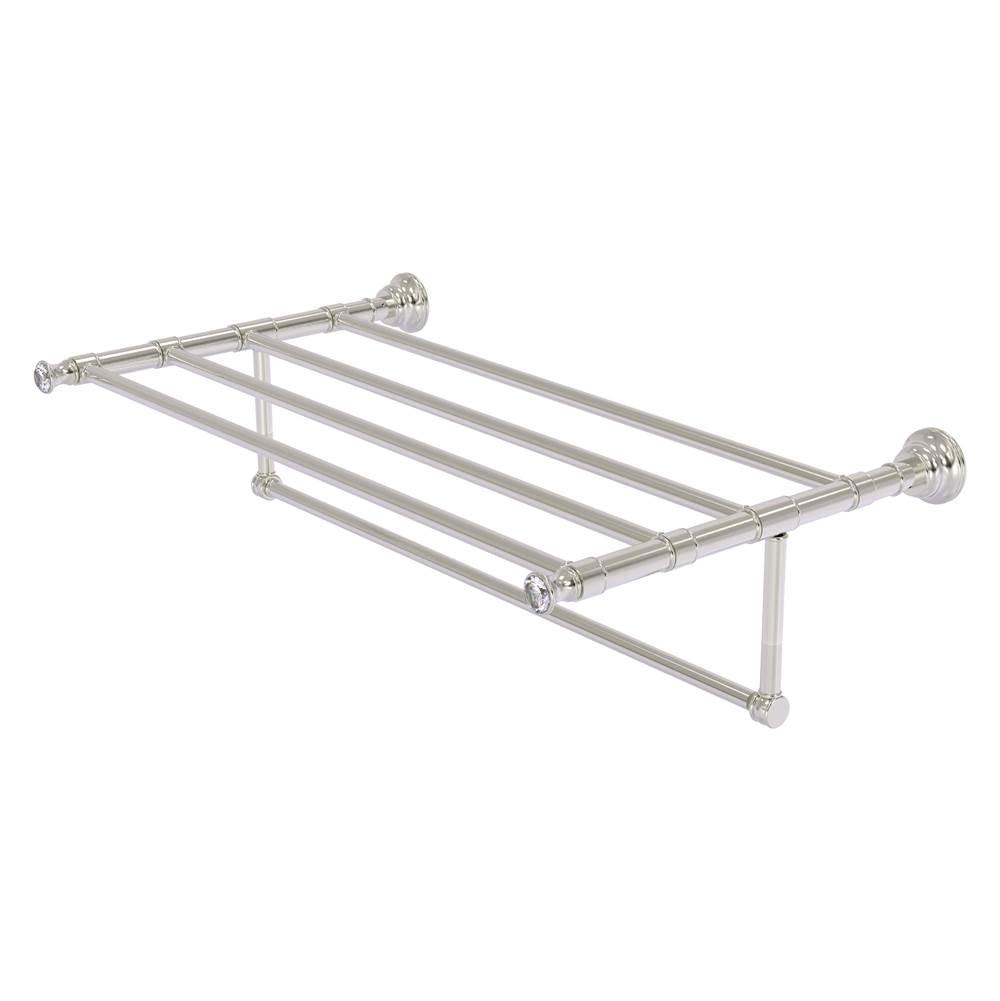 Allied Brass Carolina Crystal Collection 30 Inch Towel Shelf with Integrated Towel Bar - Satin Nickel
