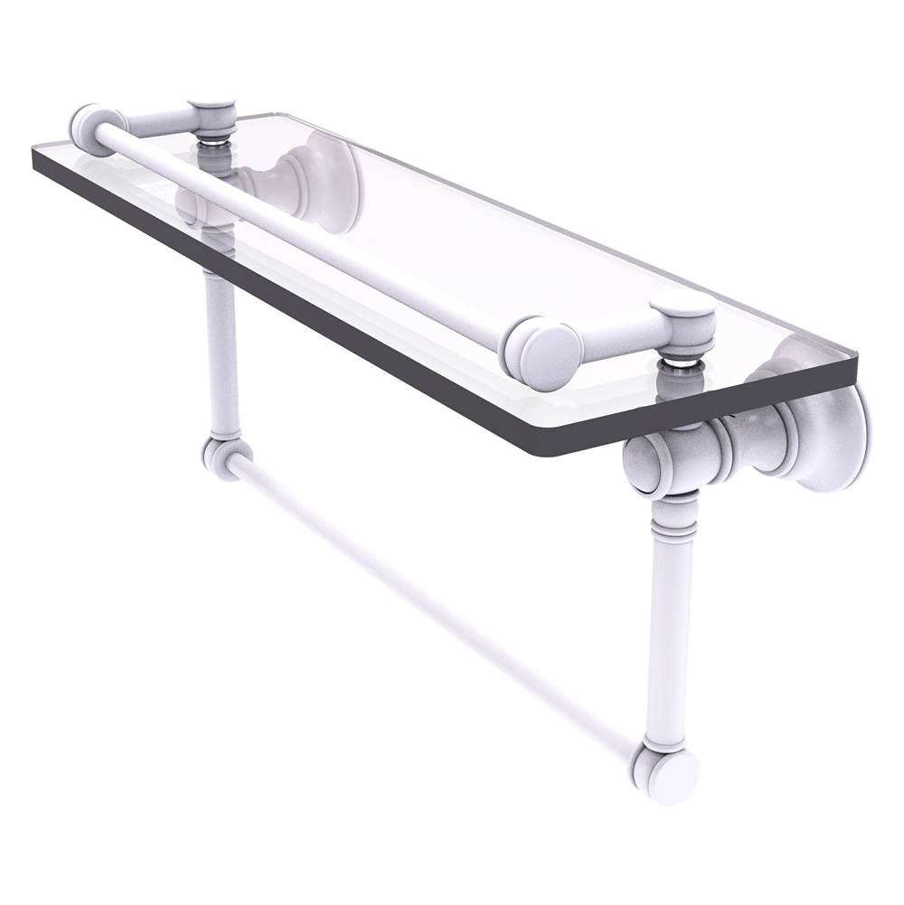 Allied Brass Carolina Collection 16 Inch Gallery Glass Shelf with Towel Bar - Matte White