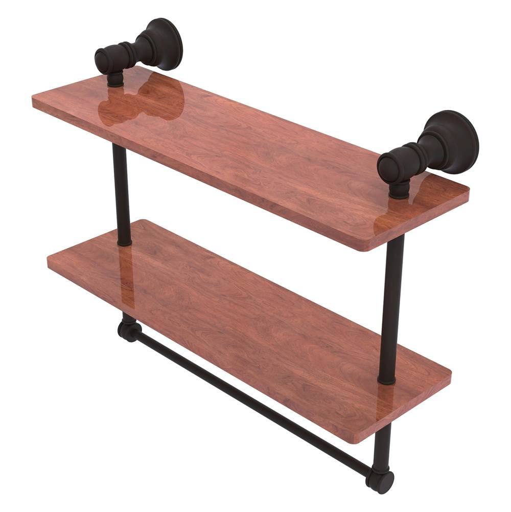 Allied Brass Carolina Collection 16 Inch Double Wood Shelf with Towel Bar - Oil Rubbed Bronze