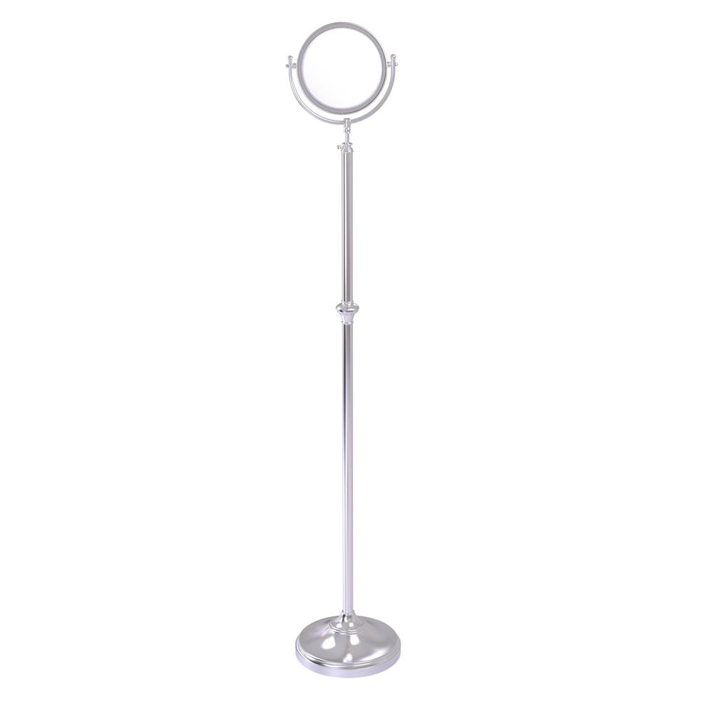 Allied Brass Adjustable Height Floor Standing Make-Up Mirror 8 Inch Diameter with 3X Magnification