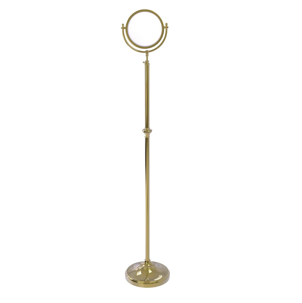 Allied Brass Adjustable Height Floor Standing Make-Up Mirror 8 Inch Diameter with 4X Magnification