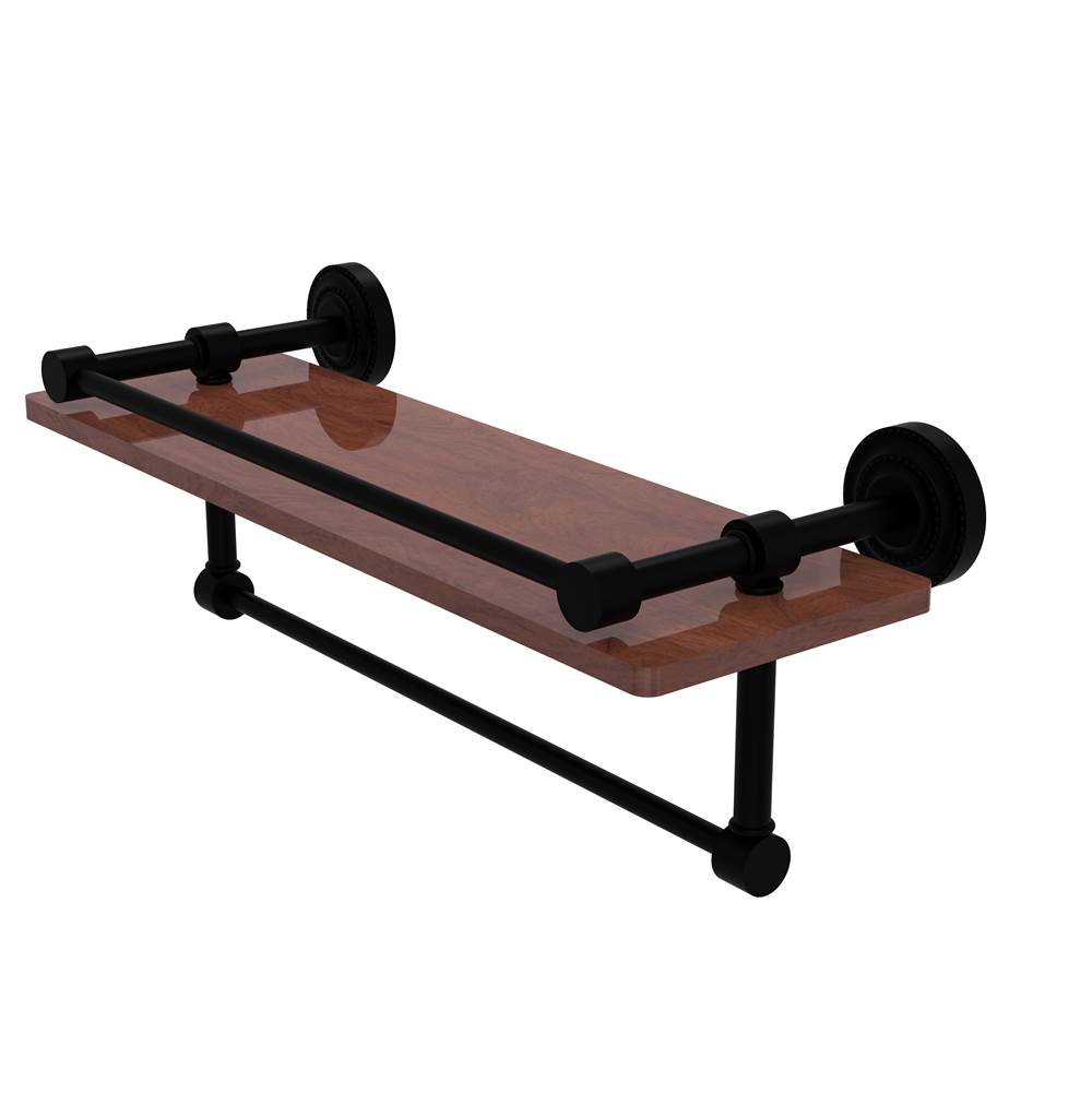 Allied Brass Dottingham Collection 16 Inch IPE Ironwood Shelf with Gallery Rail and Towel Bar