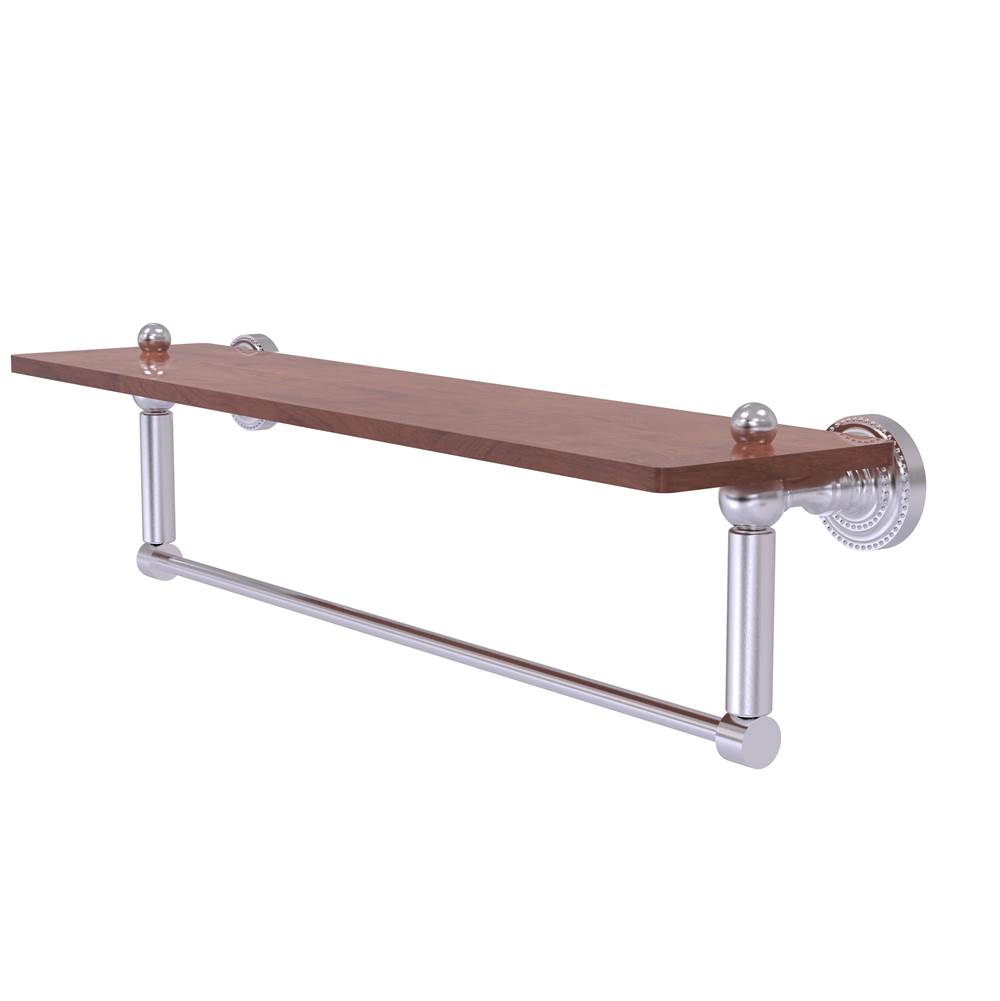 Allied Brass Dottingham Collection 22 Inch Solid IPE Ironwood Shelf with Integrated Towel Bar