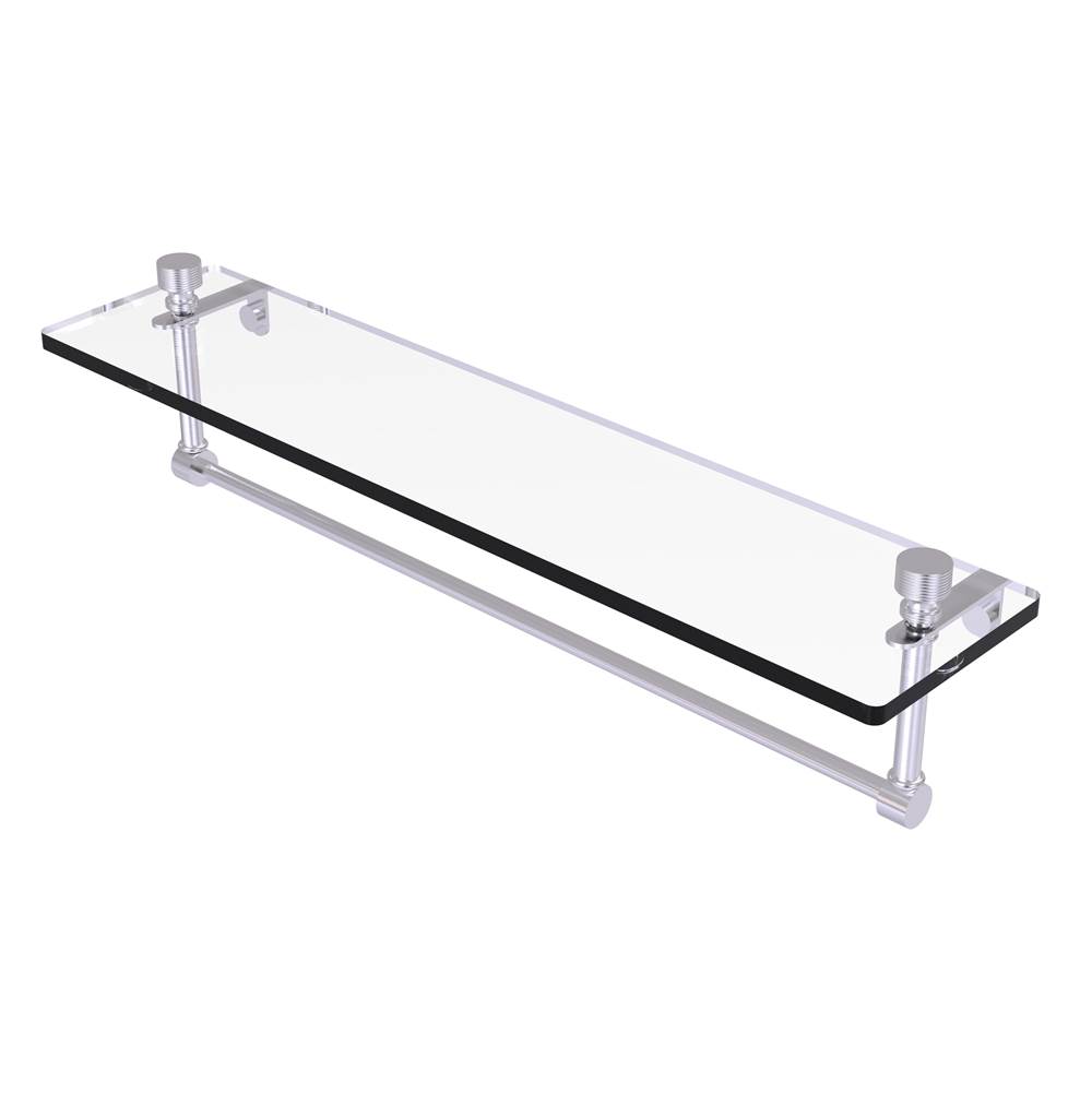 Allied Brass Foxtrot 22 Inch Glass Vanity Shelf with Integrated Towel Bar