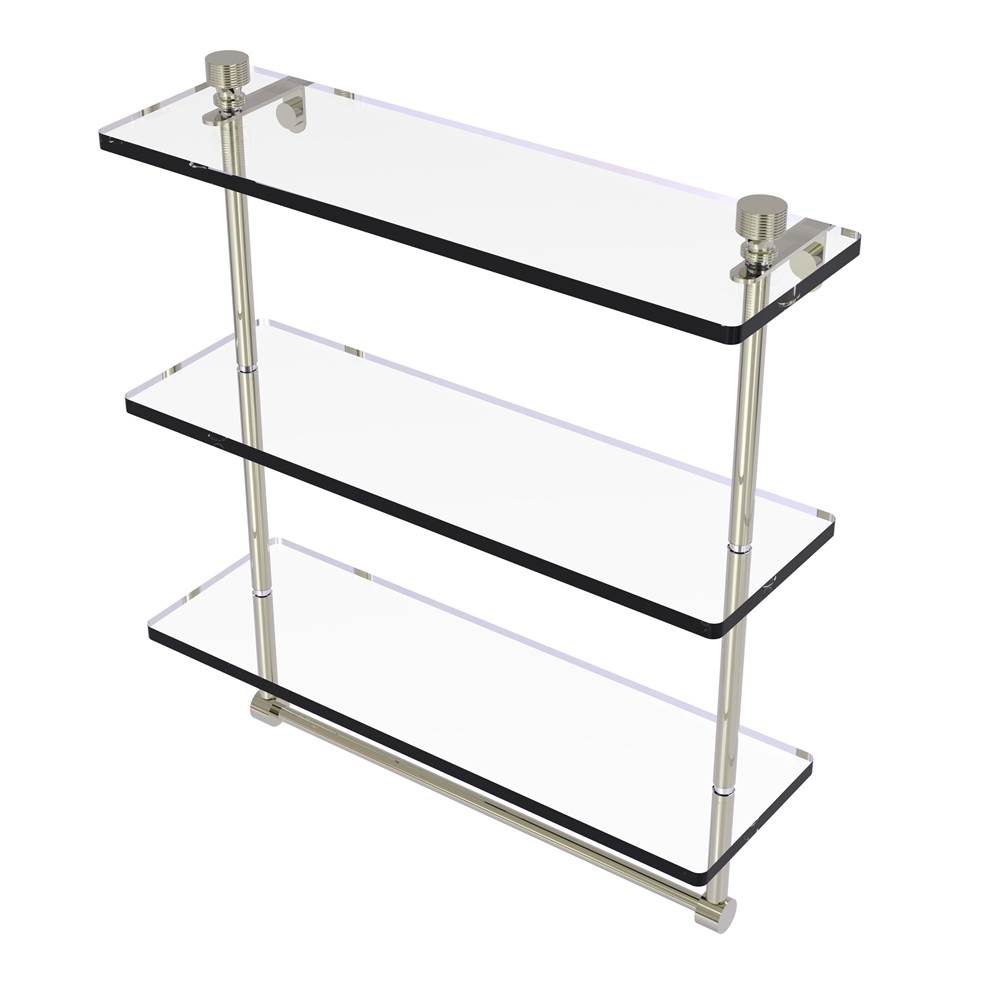 Allied Brass Foxtrot Collection 16 Inch Triple Tiered Glass Shelf with Integrated Towel Bar