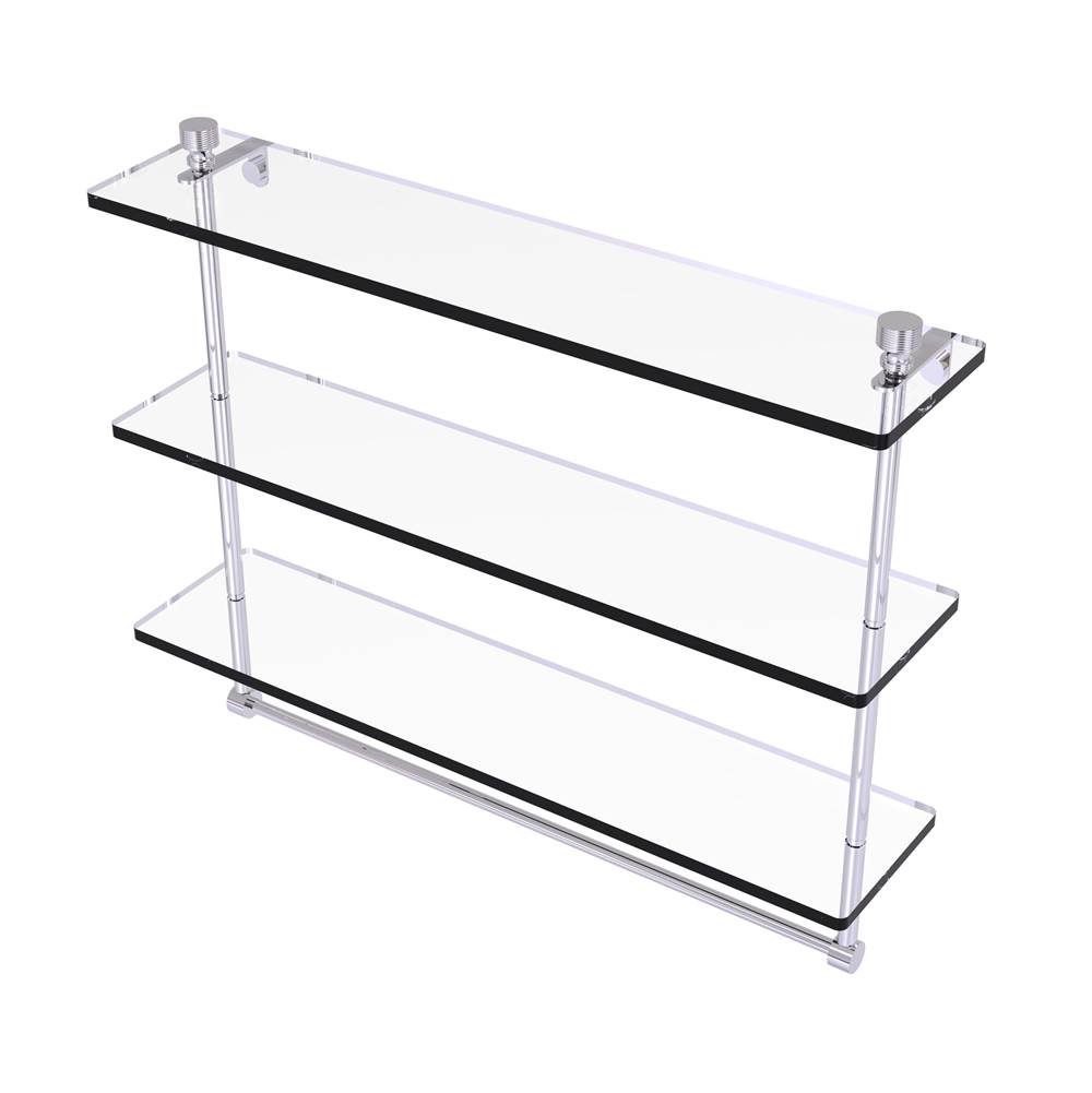 Allied Brass Foxtrot Collection 22 Inch Triple Tiered Glass Shelf with Integrated Towel Bar