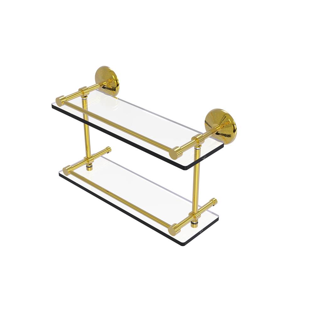 Allied Brass Monte Carlo 16 Inch Double Glass Shelf with Gallery Rail