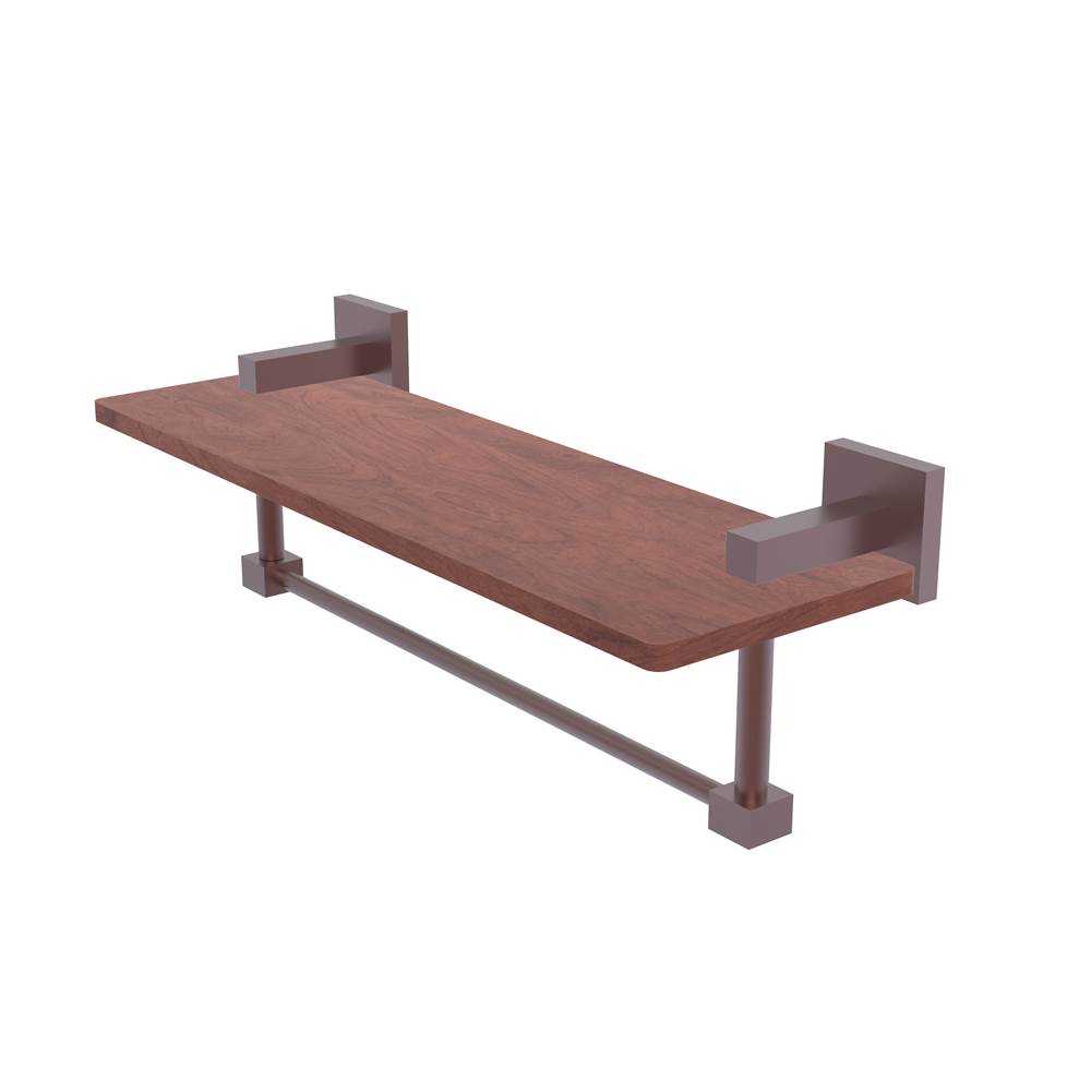 Allied Brass Montero Collection 16 Inch Solid IPE Ironwood Shelf with Integrated Towel Bar