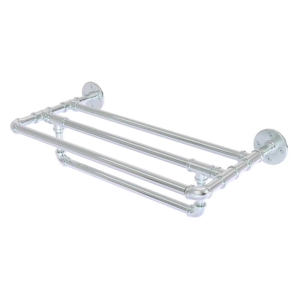 Allied Brass Pipeline Collection 30 Inch Wall Mounted Towel Shelf with Towel Bar - Polished Chrome