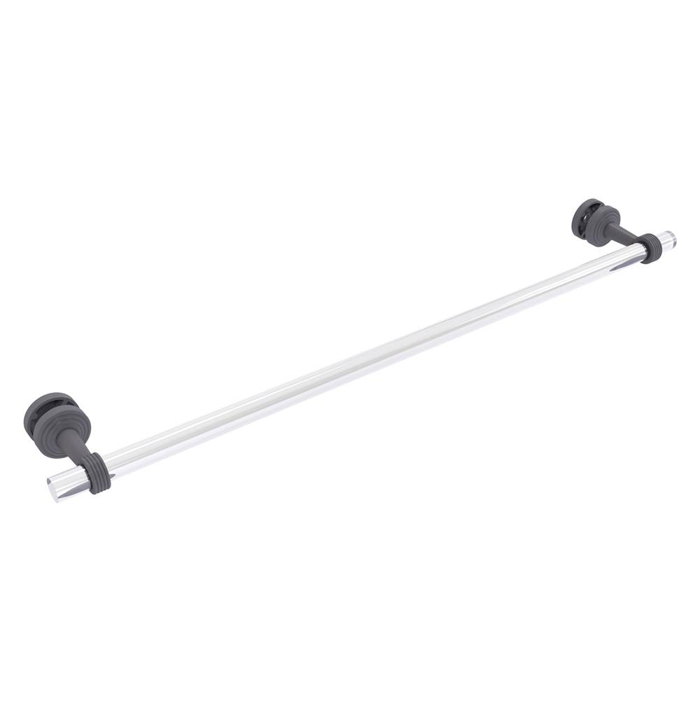 Allied Brass Pacific Beach Collection 30 Inch Shower Door Towel Bar with Grooved Accents - Matte Gray