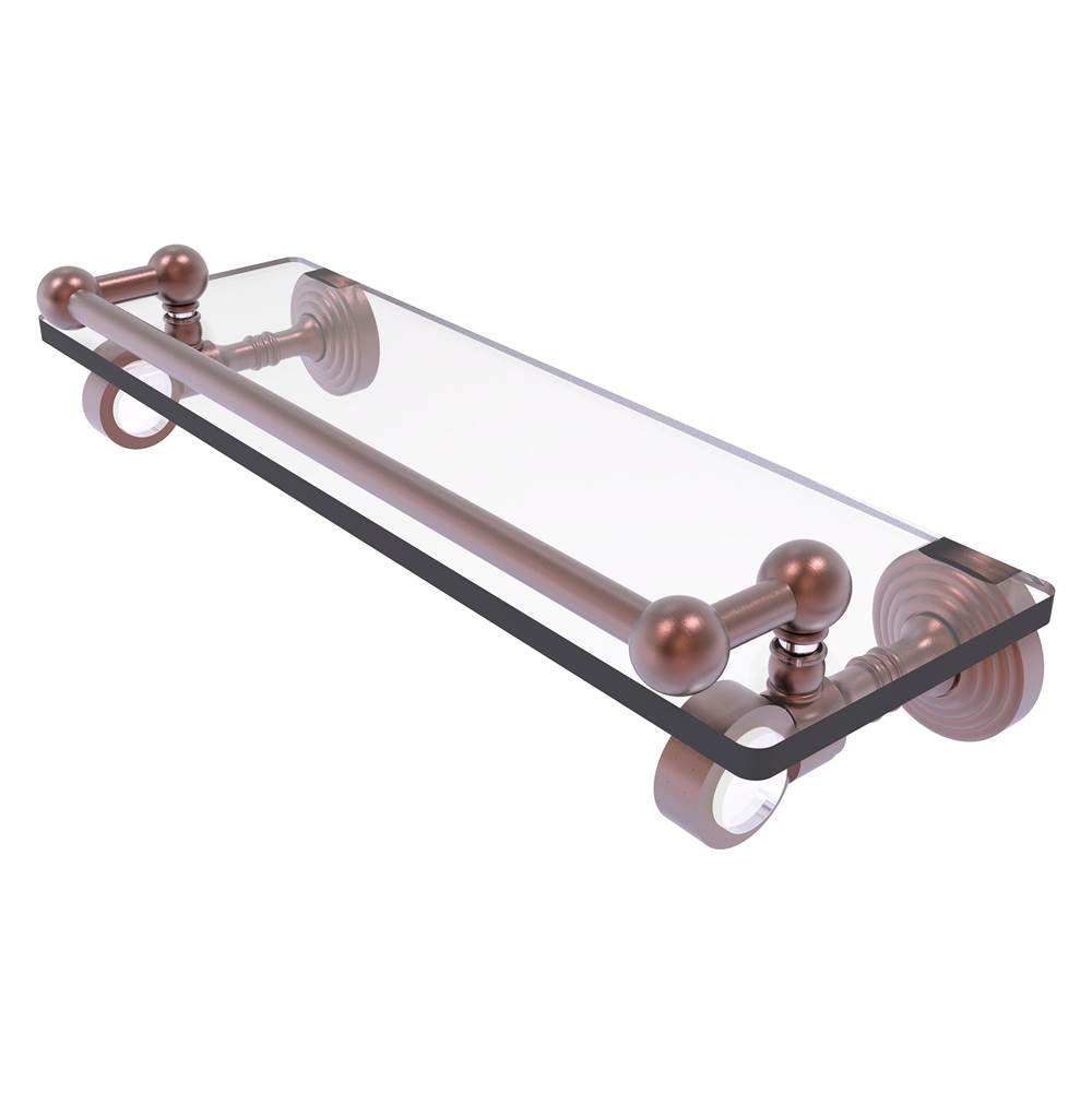 Allied Brass Pacific Grove Collection 16 Inch Glass Shelf with Gallery Rail - Antique Copper