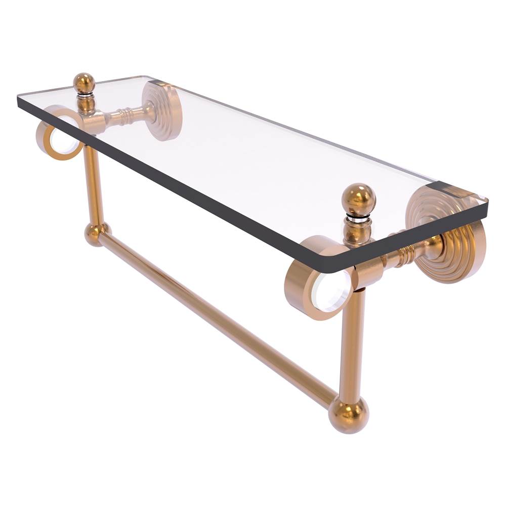 Allied Brass Pacific Grove Collection 16 Inch Glass Shelf with Towel Bar - Brushed Bronze