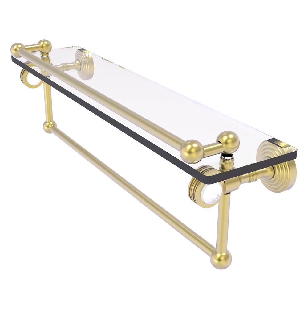 Allied Brass Pacific Grove Collection 22 Inch Gallery Glass Shelf with Towel Bar and Dotted Accents - Satin Brass