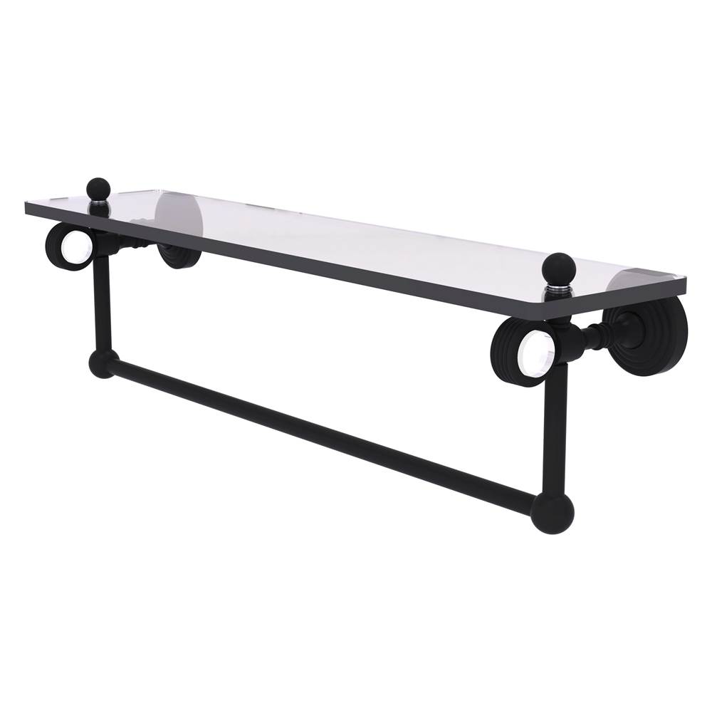 Allied Brass Pacific Grove Collection 22 Inch Glass Shelf with Towel Bar and Grooved Accents - Matte Black