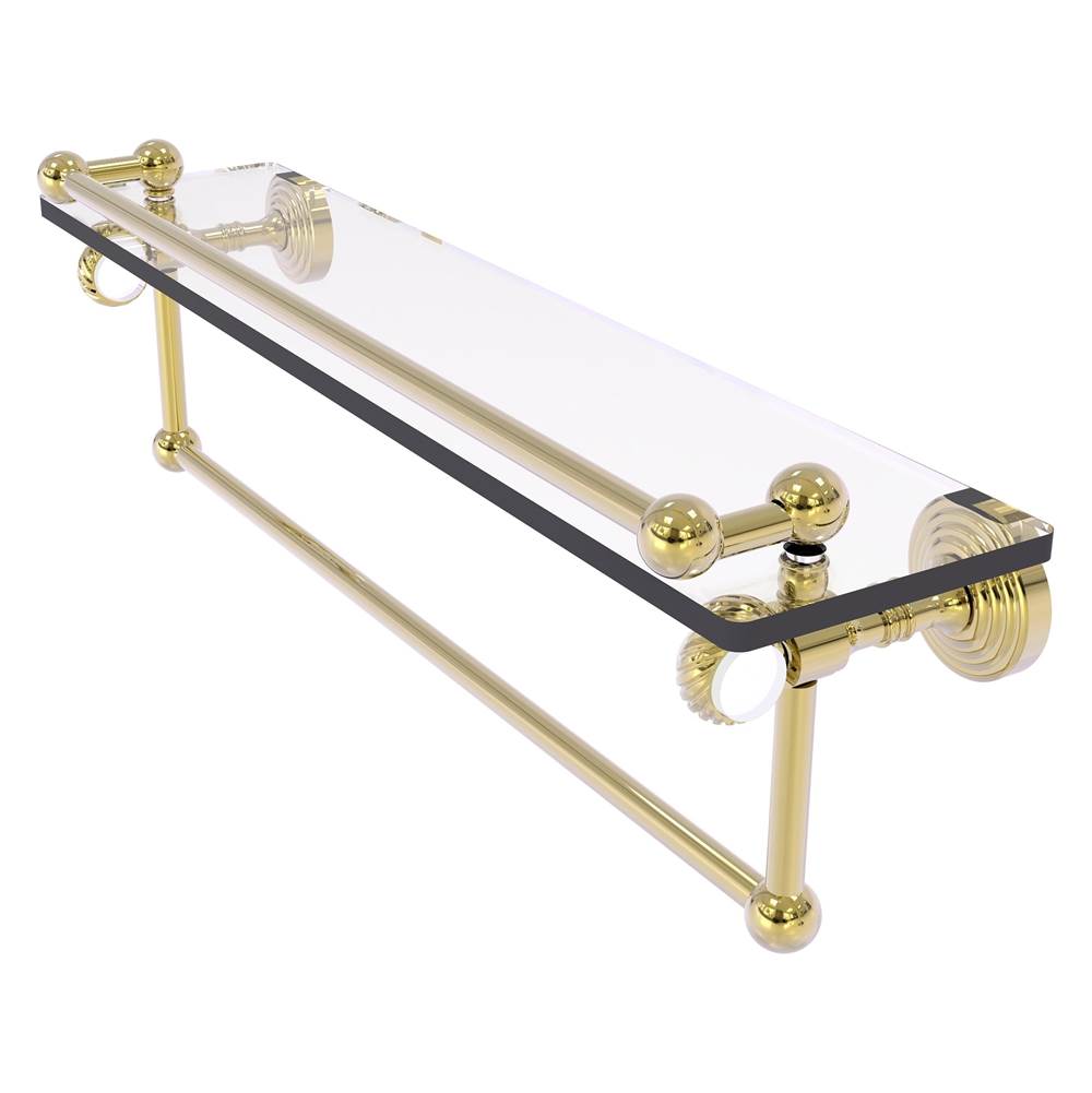 Allied Brass Pacific Grove Collection 22 Inch Gallery Glass Shelf with Towel Bar and Twisted Accents - Unlacquered Brass
