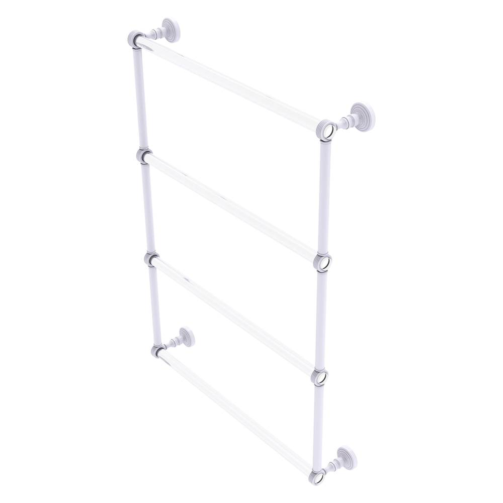 Allied Brass Pacific Grove Collection 4 Tier 24 Inch Ladder Towel Bar with Grooved Accents - Matte White