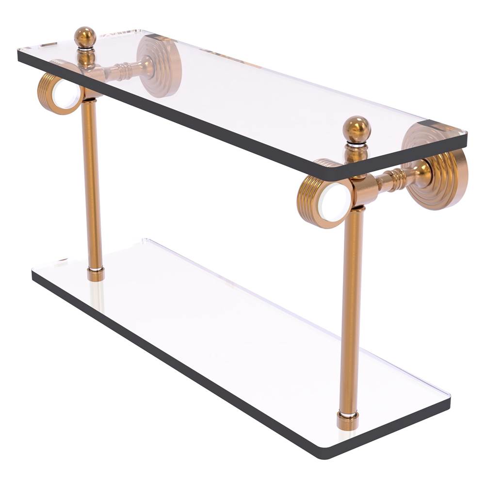 Allied Brass Pacific Grove Collection 16 Inch Two Tiered Glass Shelf with Grooved Accents - Brushed Bronze