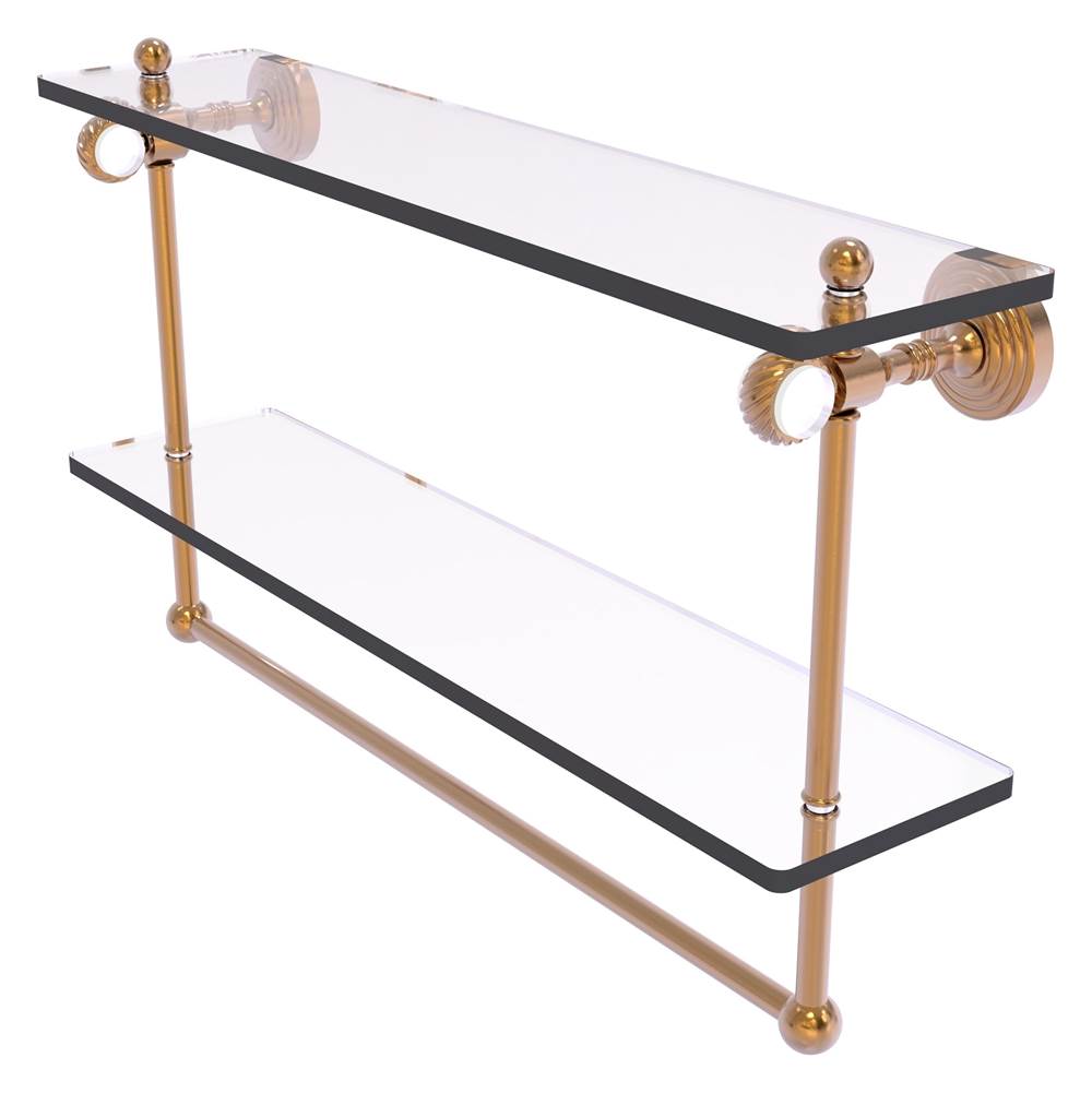 Allied Brass Pacific Grove Collection 22 Inch Double Glass Shelf with Towel Bar and Twisted Accents - Brushed Bronze