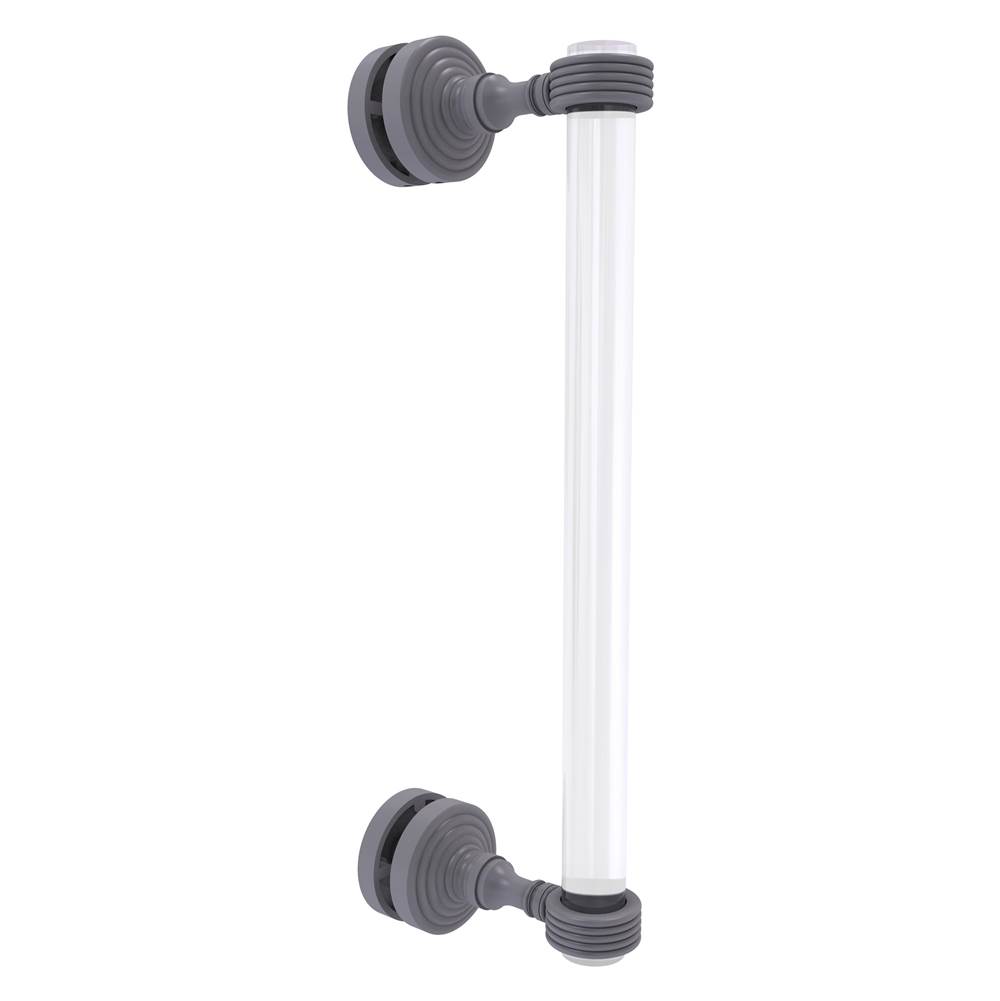 Allied Brass Pacific Grove Collection 12 Inch Single Side Shower Door Pull with Grooved Accents - Matte Gray
