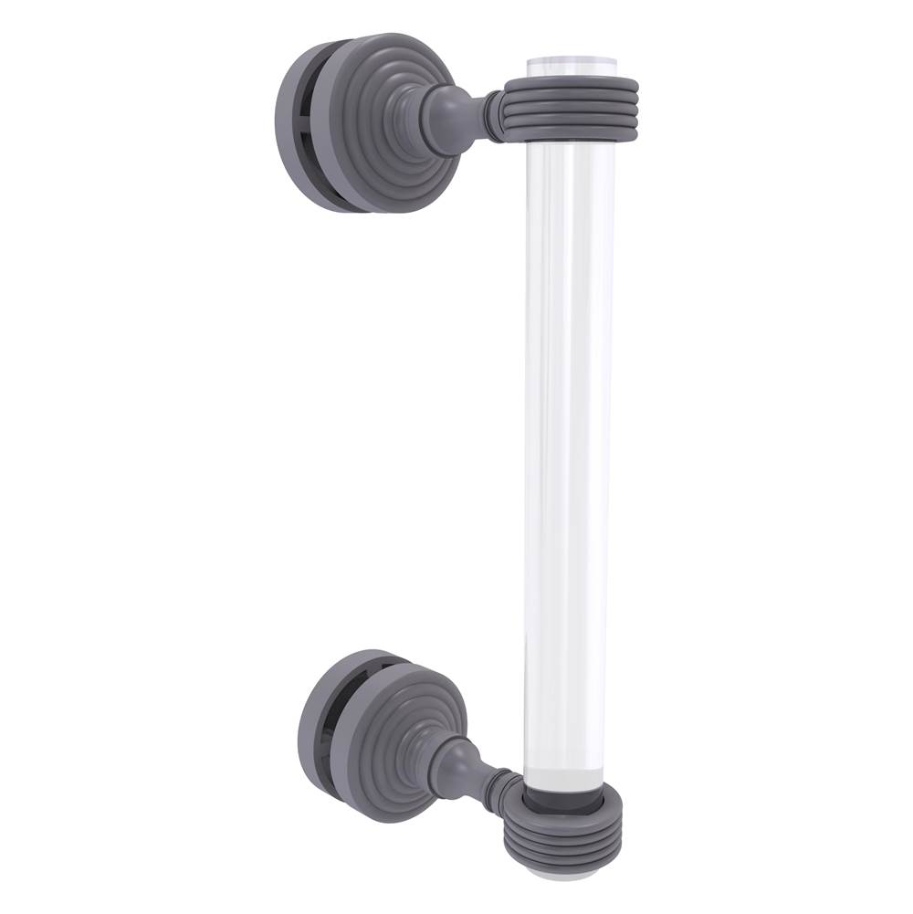 Allied Brass Pacific Grove Collection 8 Inch Single Side Shower Door Pull with Grooved Accents - Matte Gray