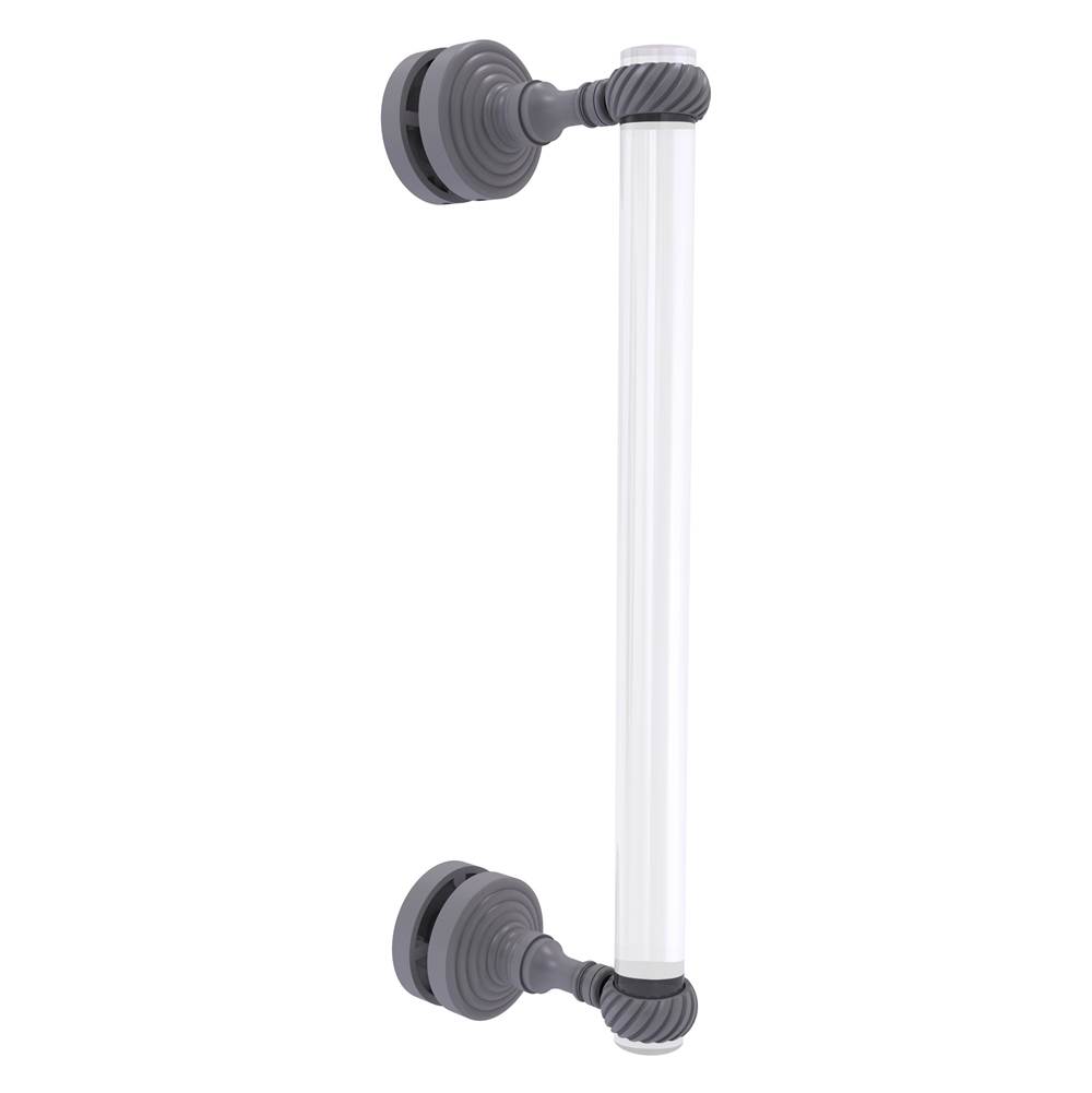 Allied Brass Pacific Grove Collection 12 Inch Single Side Shower Door Pull with Twisted Accents - Matte Gray
