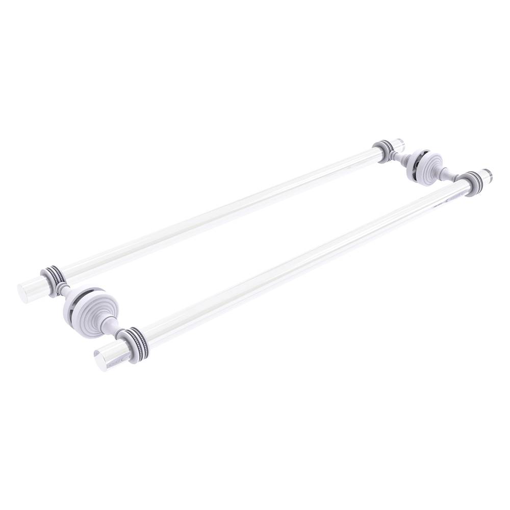 Allied Brass Pacific Grove Collection 24 Inch Back to Back Shower Door Towel Bar with Dotted Accents - Matte White