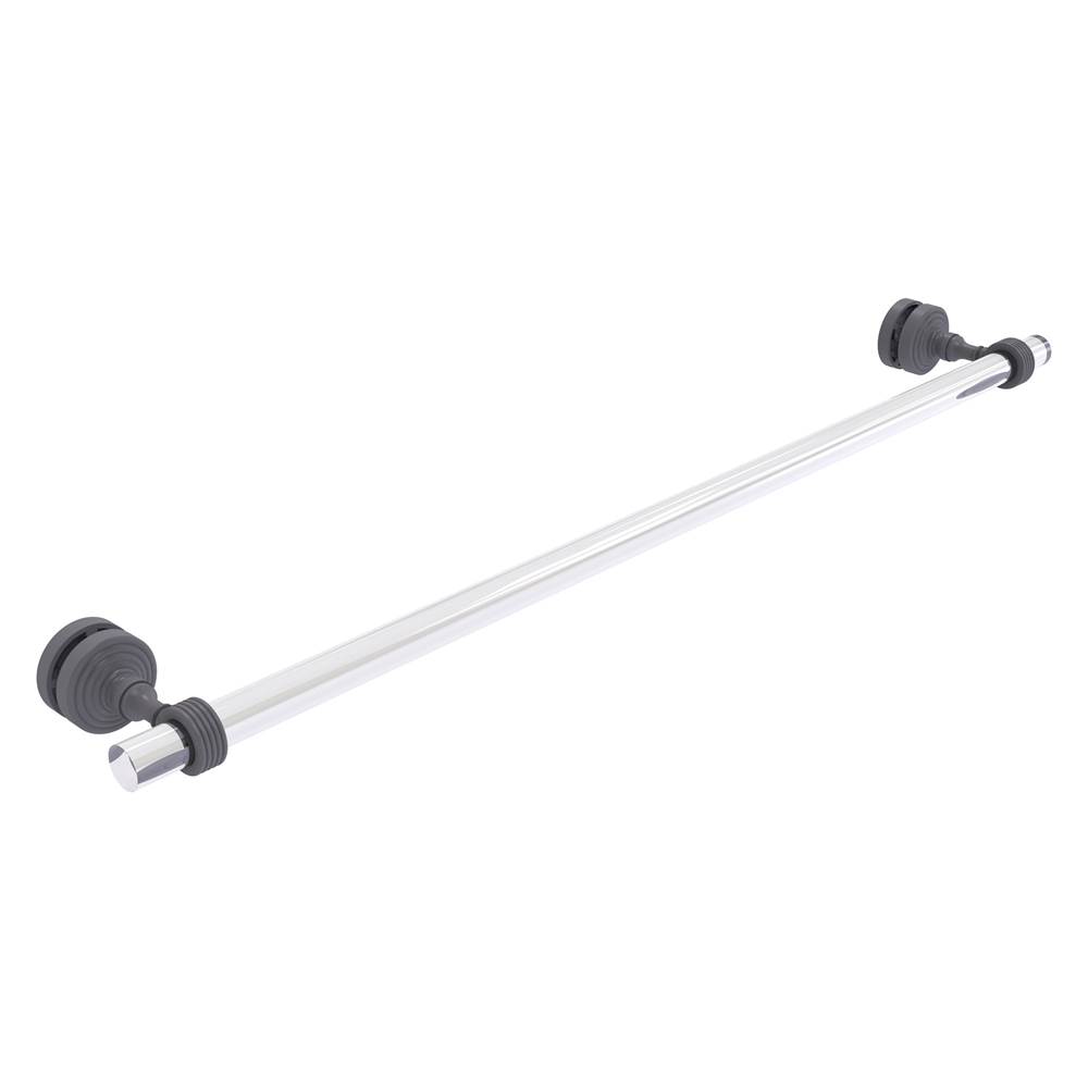 Allied Brass Pacific Grove Collection 30 Inch Shower Door Towel Bar with Grooved Accents - Matte Gray
