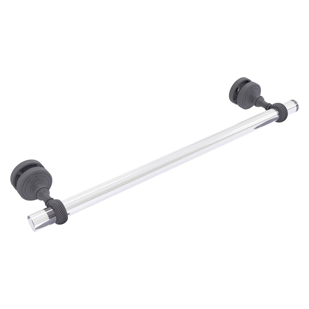 Allied Brass Pacific Grove Collection 18 Inch Shower Door Towel Bar with Twisted Accents - Matte Gray