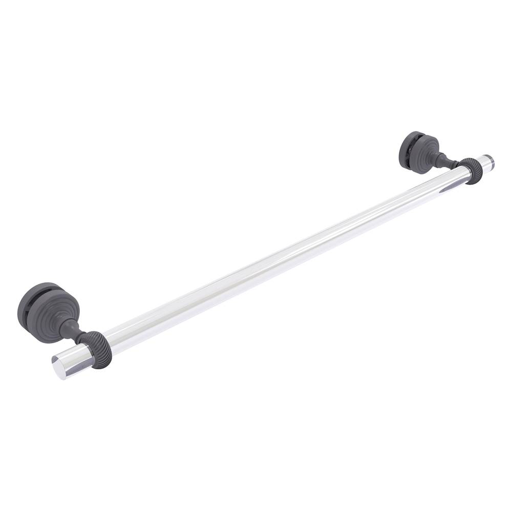 Allied Brass Pacific Grove Collection 24 Inch Shower Door Towel Bar with Twisted Accents - Matte Gray