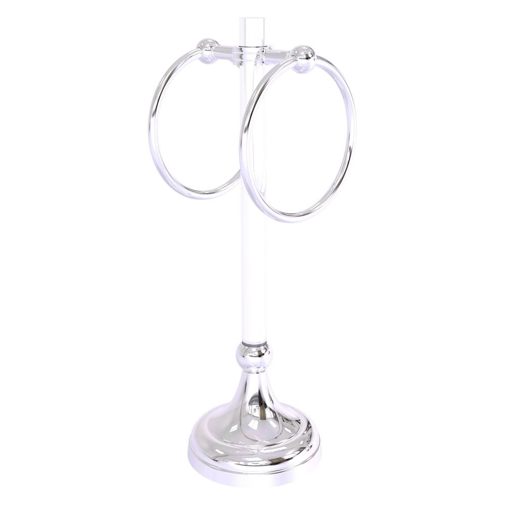 Allied Brass Pacific Grove Collection 2 Ring Vanity Top Guest Towel Ring with Dotted Accents - Polished Chrome