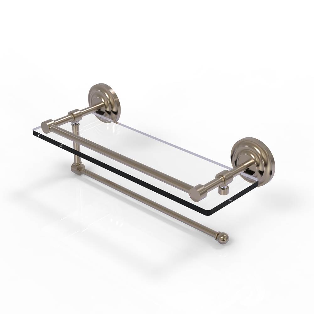 Allied Brass Prestige Que New Collection Paper Towel Holder with 16 Inch Gallery Glass Shelf