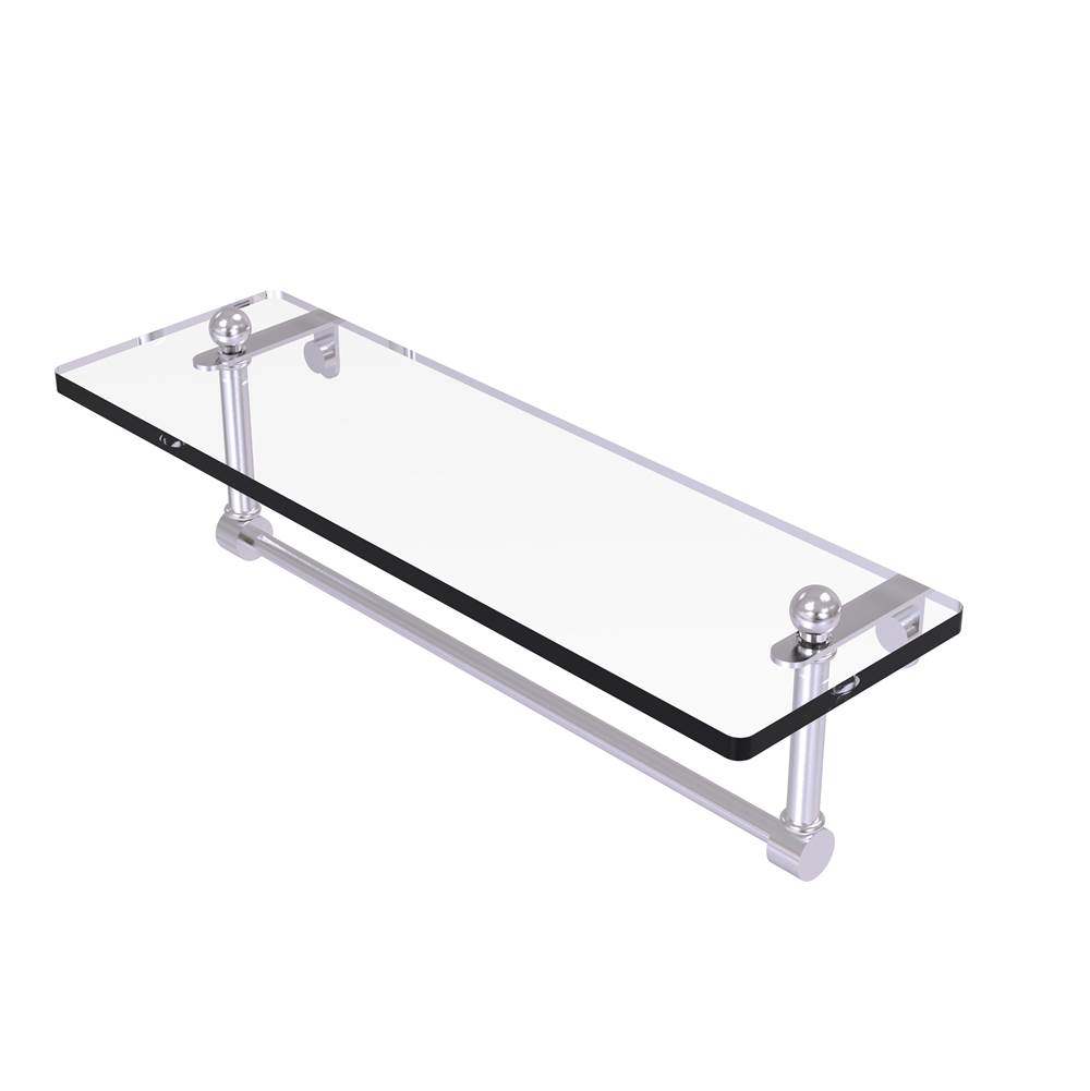 Allied Brass 16 Inch Glass Vanity Shelf with Integrated Towel Bar