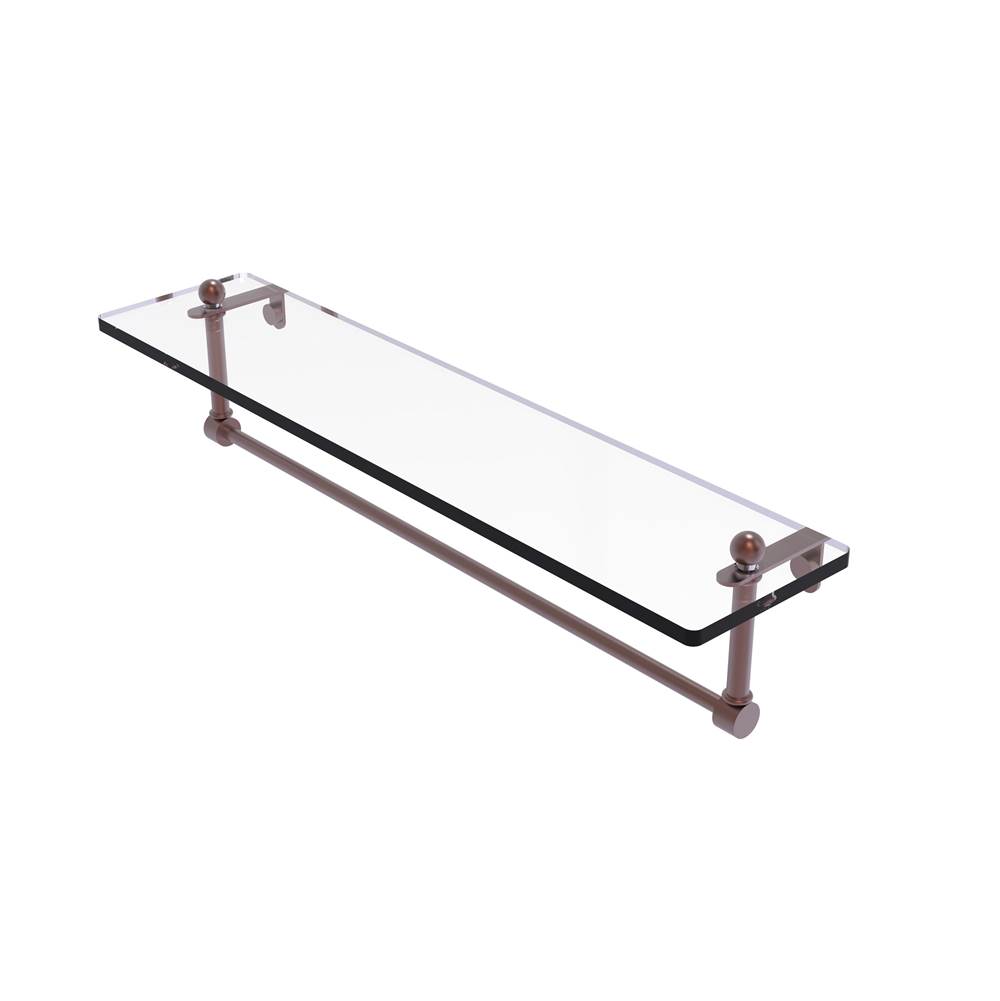 Allied Brass 22 Inch Glass Vanity Shelf with Integrated Towel Bar