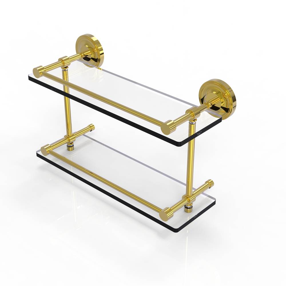 Allied Brass Prestige Regal 16 Inch Double Glass Shelf with Gallery Rail