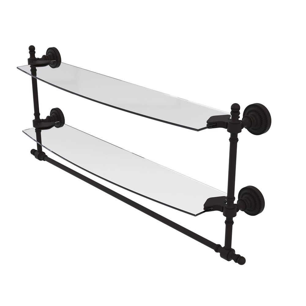 Allied Brass Retro Dot Collection 24 Inch Two Tiered Glass Shelf with Integrated Towel Bar