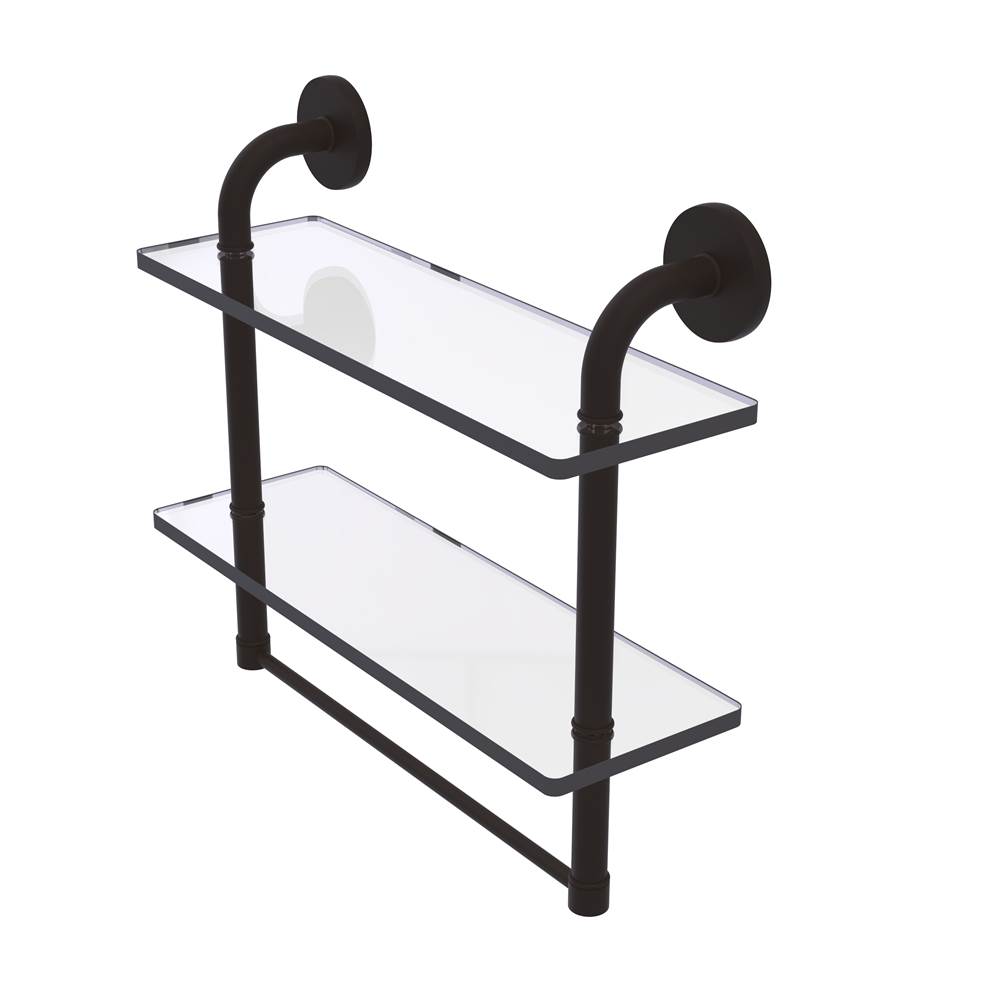 Allied Brass Remi Collection 16 Inch Two Tiered Glass Shelf with Integrated Towel Bar