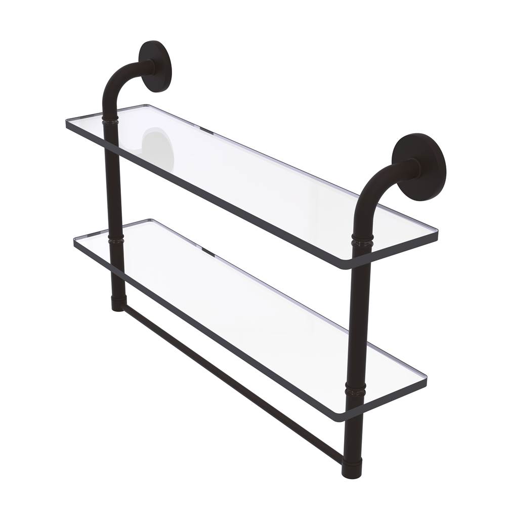 Allied Brass Remi Collection 22 Inch Two Tiered Glass Shelf with Integrated Towel Bar