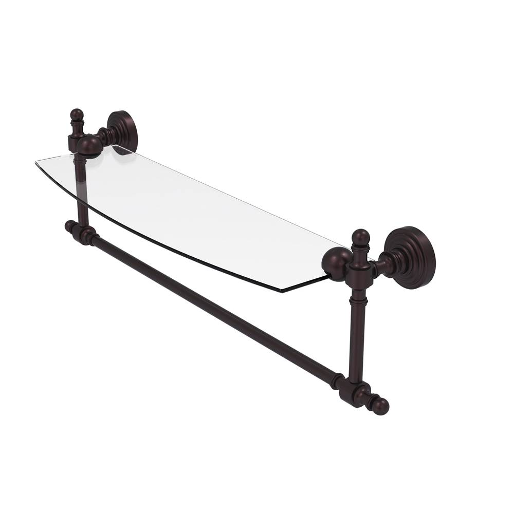 Allied Brass Retro Wave Collection 18 Inch Glass Vanity Shelf with Integrated Towel Bar