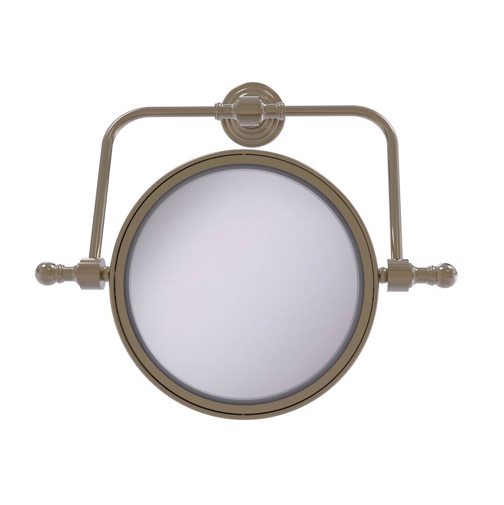 Allied Brass Retro Wave Collection Wall Mounted Swivel Make-Up Mirror 8 Inch Diameter with 2X Magnification