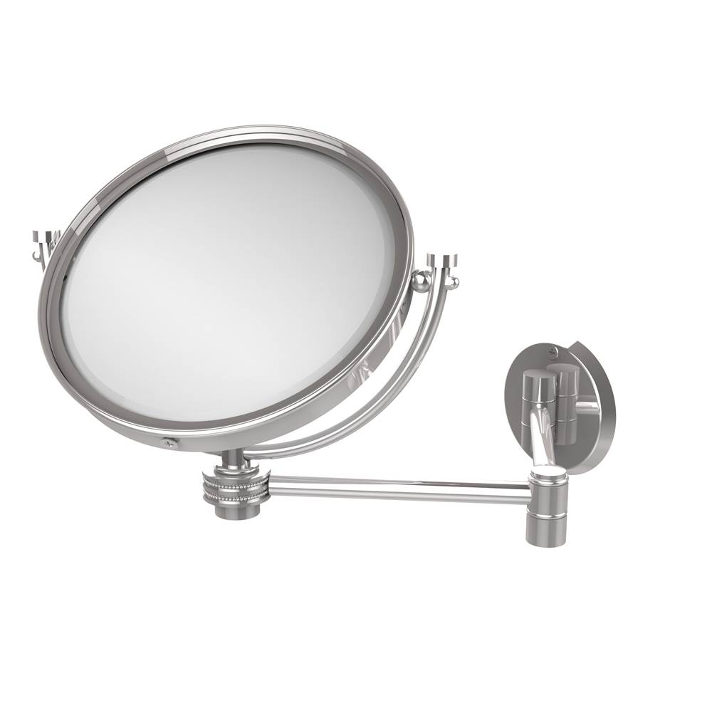Allied Brass 8 Inch Wall Mounted Extending Make-Up Mirror 2X Magnification with Dotted Accent