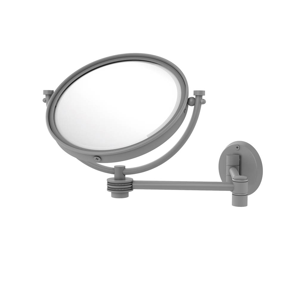 Allied Brass 8 Inch Wall Mounted Extending Make-Up Mirror 4X Magnification with Dotted Accent