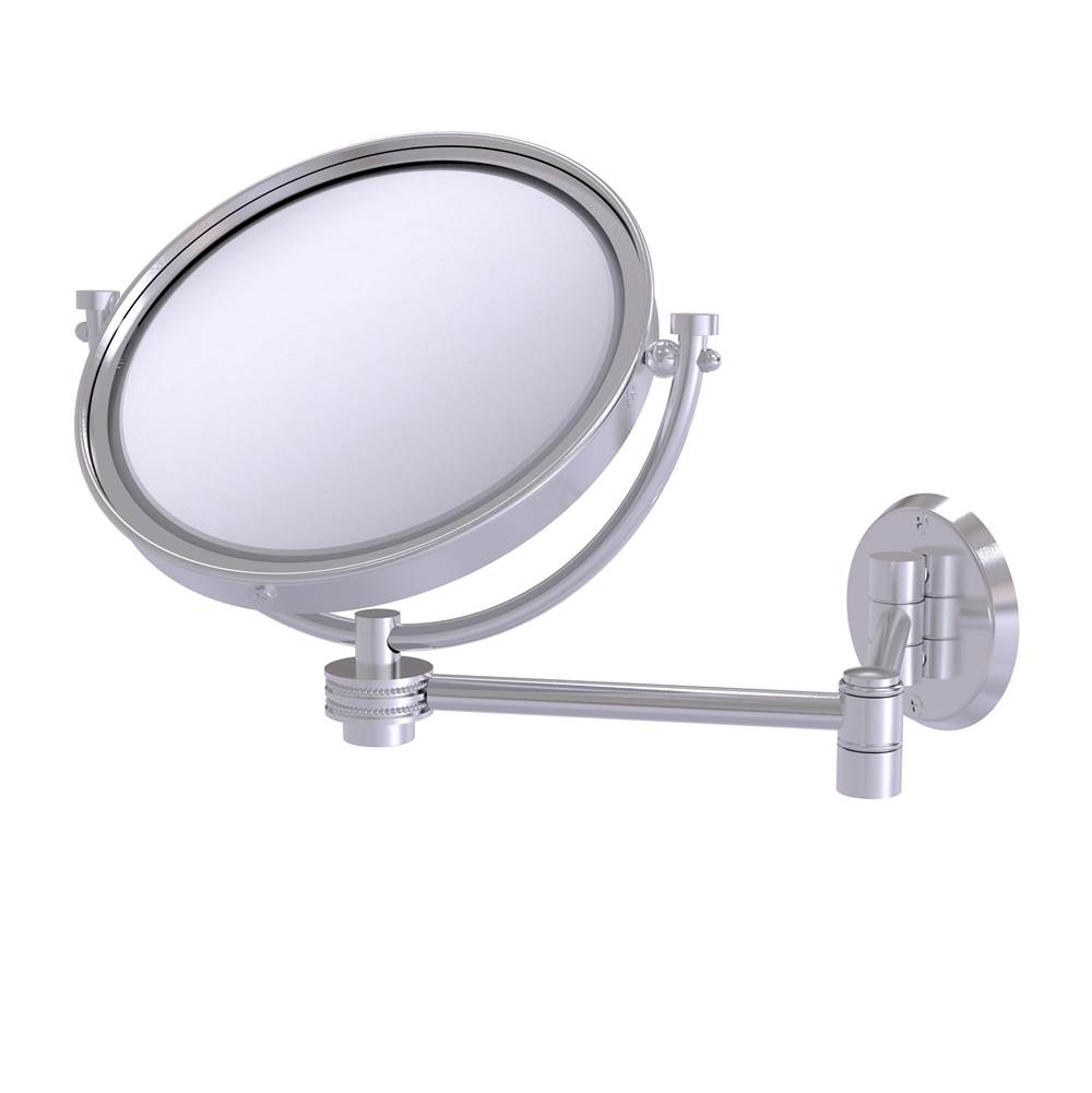 Allied Brass 8 Inch Wall Mounted Extending Make-Up Mirror 4X Magnification with Dotted Accent