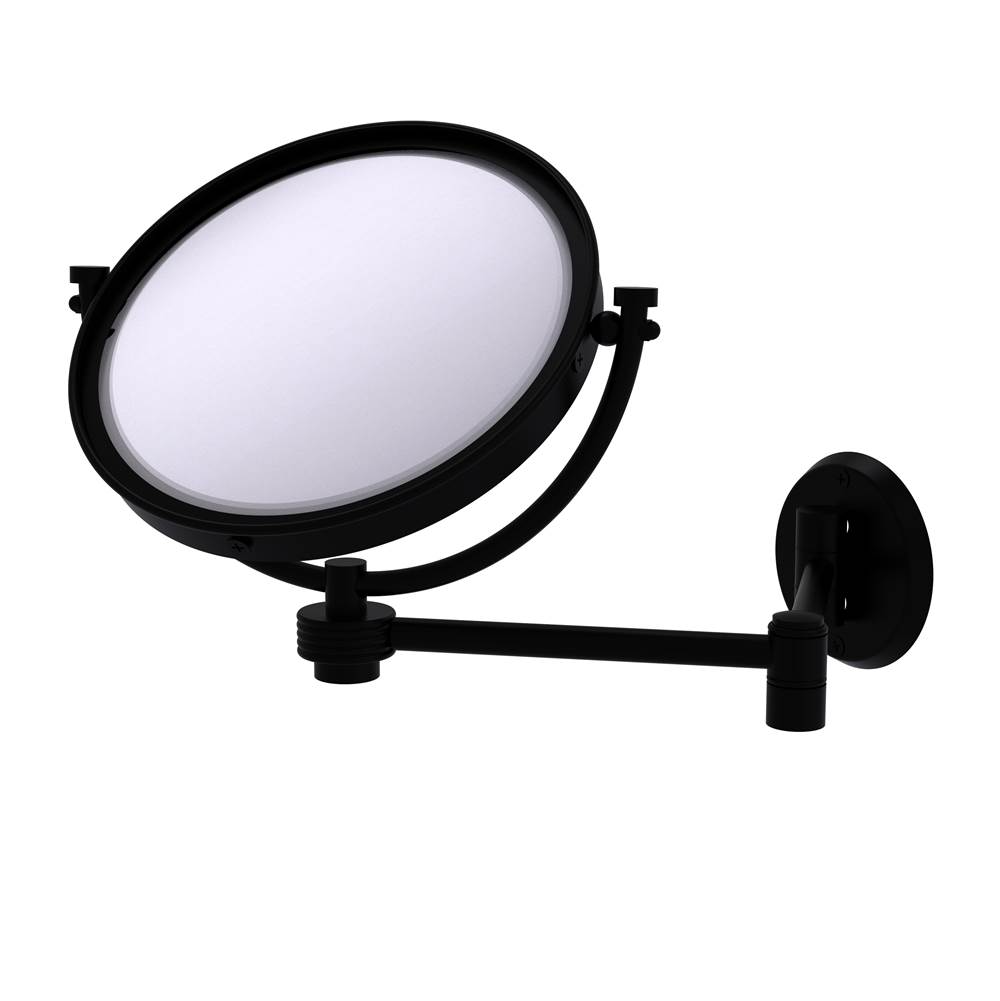 Allied Brass 8 Inch Wall Mounted Extending Make-Up Mirror 3X Magnification with Groovy Accent