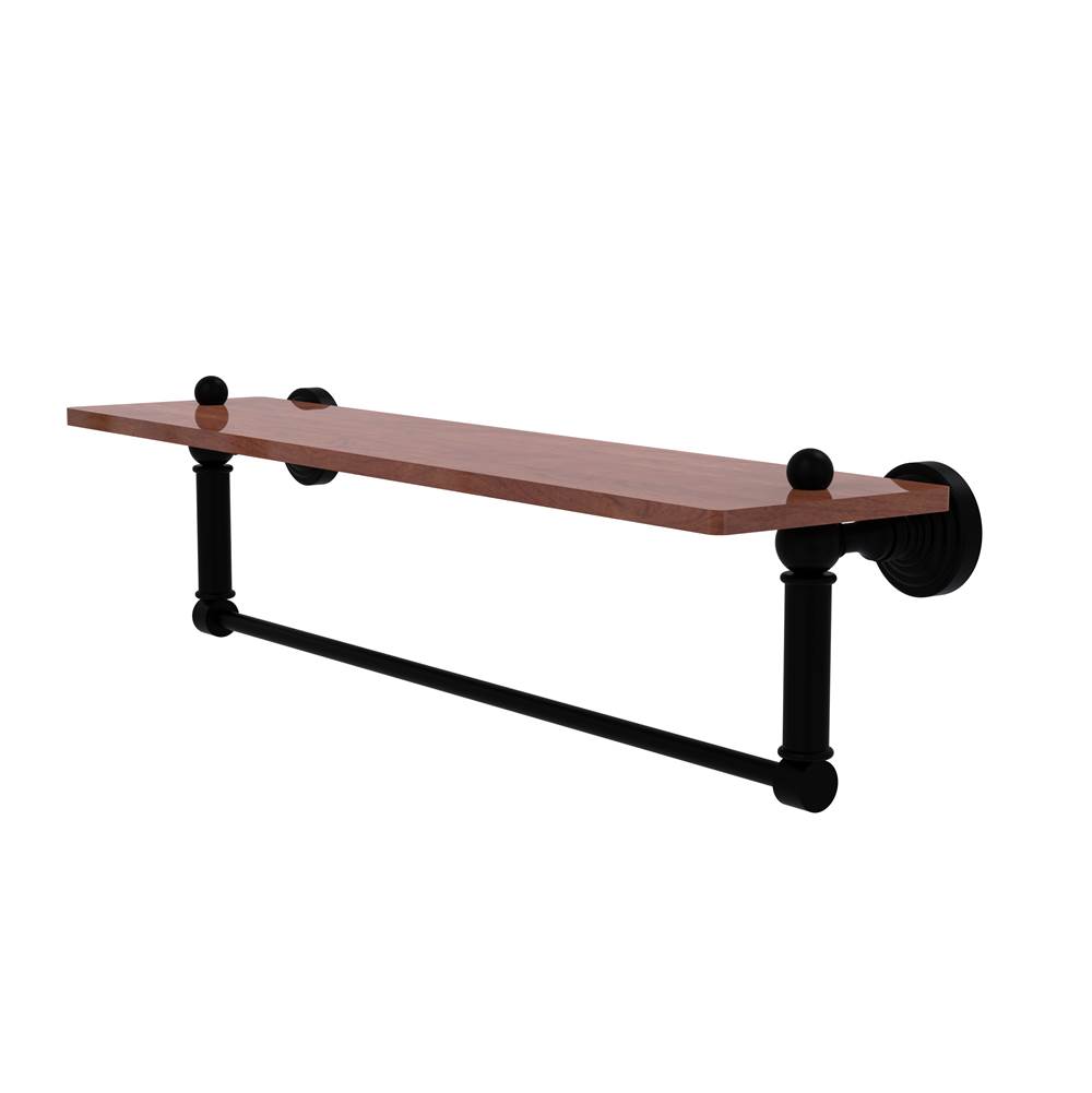 Allied Brass Waverly Place Collection 22 Inch Solid IPE Ironwood Shelf with Integrated Towel Bar