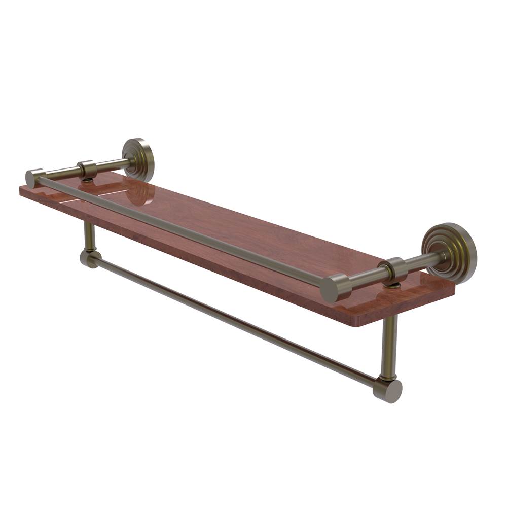 Allied Brass Waverly Place Collection 22 Inch IPE Ironwood Shelf with Gallery Rail and Towel Bar